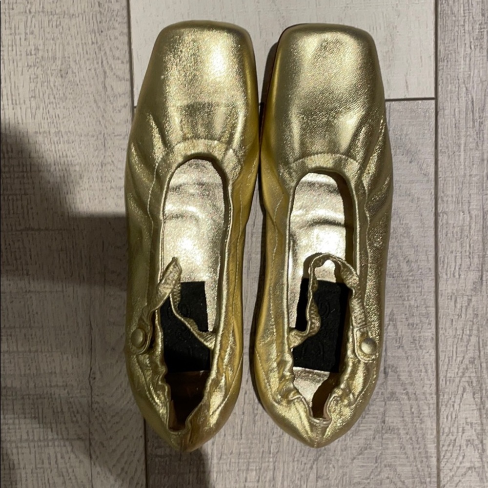 DG gold ballet flats